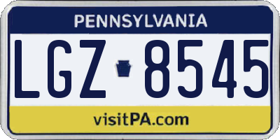 PA license plate LGZ8545