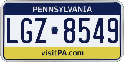 PA license plate LGZ8549
