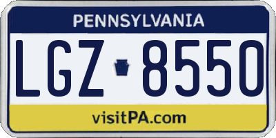 PA license plate LGZ8550