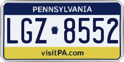 PA license plate LGZ8552