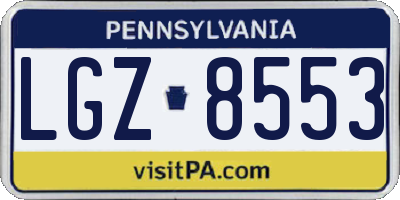 PA license plate LGZ8553