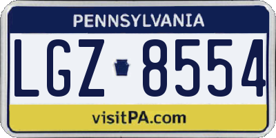 PA license plate LGZ8554