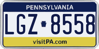 PA license plate LGZ8558