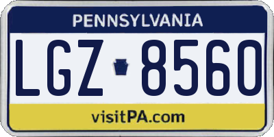 PA license plate LGZ8560