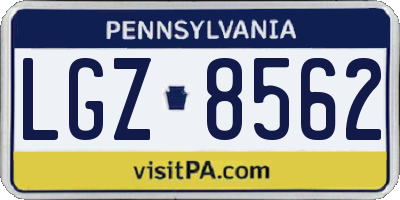PA license plate LGZ8562