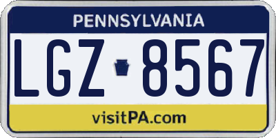 PA license plate LGZ8567
