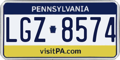 PA license plate LGZ8574