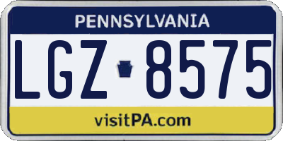 PA license plate LGZ8575