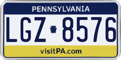 PA license plate LGZ8576