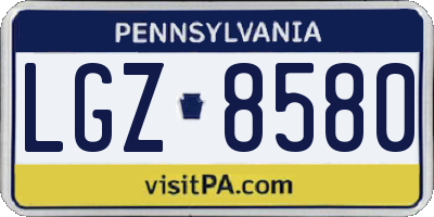 PA license plate LGZ8580