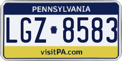 PA license plate LGZ8583