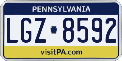 PA license plate LGZ8592