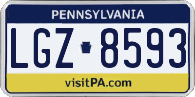 PA license plate LGZ8593
