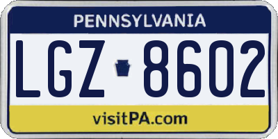 PA license plate LGZ8602