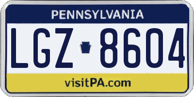 PA license plate LGZ8604