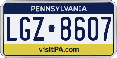 PA license plate LGZ8607
