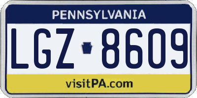 PA license plate LGZ8609