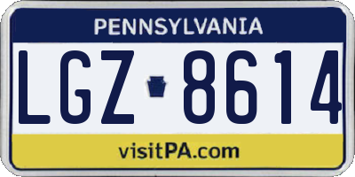 PA license plate LGZ8614