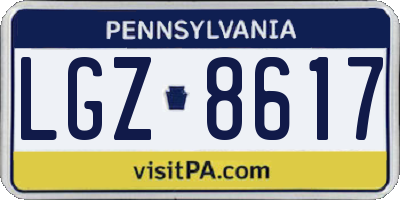 PA license plate LGZ8617