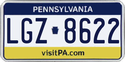 PA license plate LGZ8622