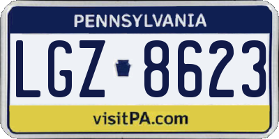 PA license plate LGZ8623
