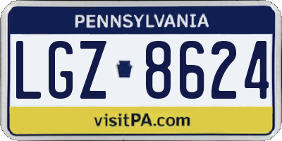 PA license plate LGZ8624