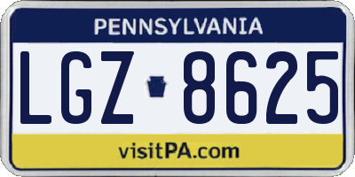 PA license plate LGZ8625