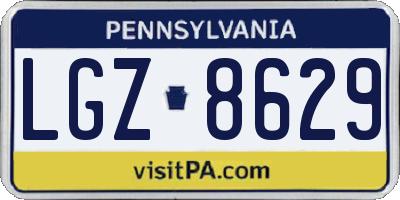 PA license plate LGZ8629