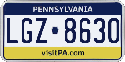 PA license plate LGZ8630