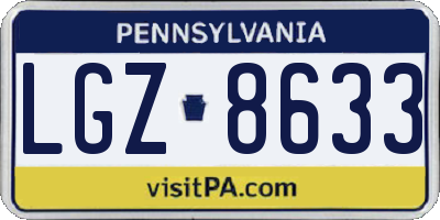 PA license plate LGZ8633