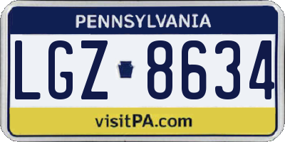 PA license plate LGZ8634
