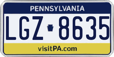 PA license plate LGZ8635