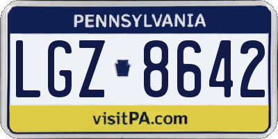 PA license plate LGZ8642