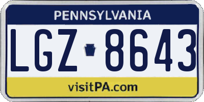 PA license plate LGZ8643
