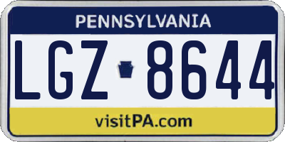 PA license plate LGZ8644