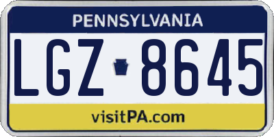 PA license plate LGZ8645