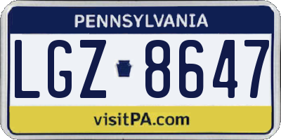 PA license plate LGZ8647