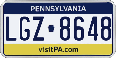PA license plate LGZ8648