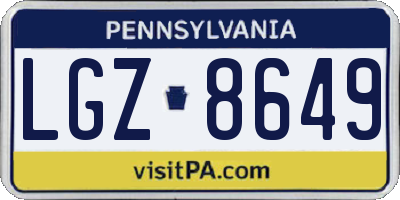 PA license plate LGZ8649