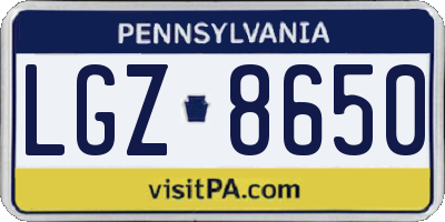 PA license plate LGZ8650