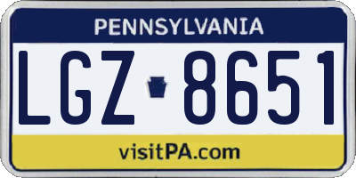 PA license plate LGZ8651