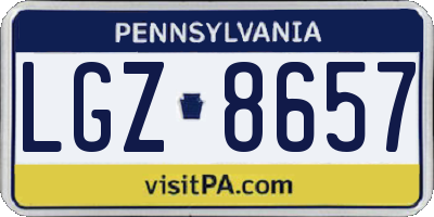 PA license plate LGZ8657