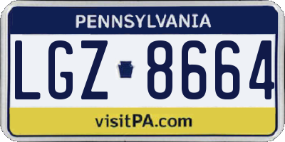 PA license plate LGZ8664