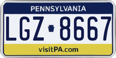 PA license plate LGZ8667