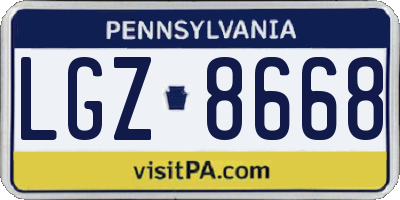 PA license plate LGZ8668