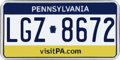 PA license plate LGZ8672