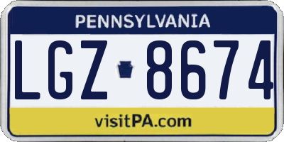 PA license plate LGZ8674