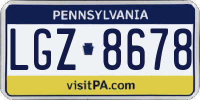 PA license plate LGZ8678