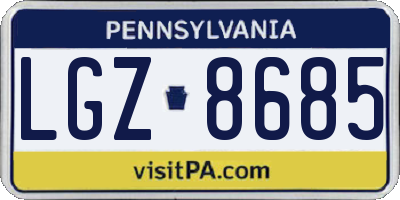 PA license plate LGZ8685
