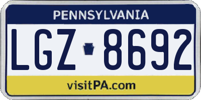 PA license plate LGZ8692